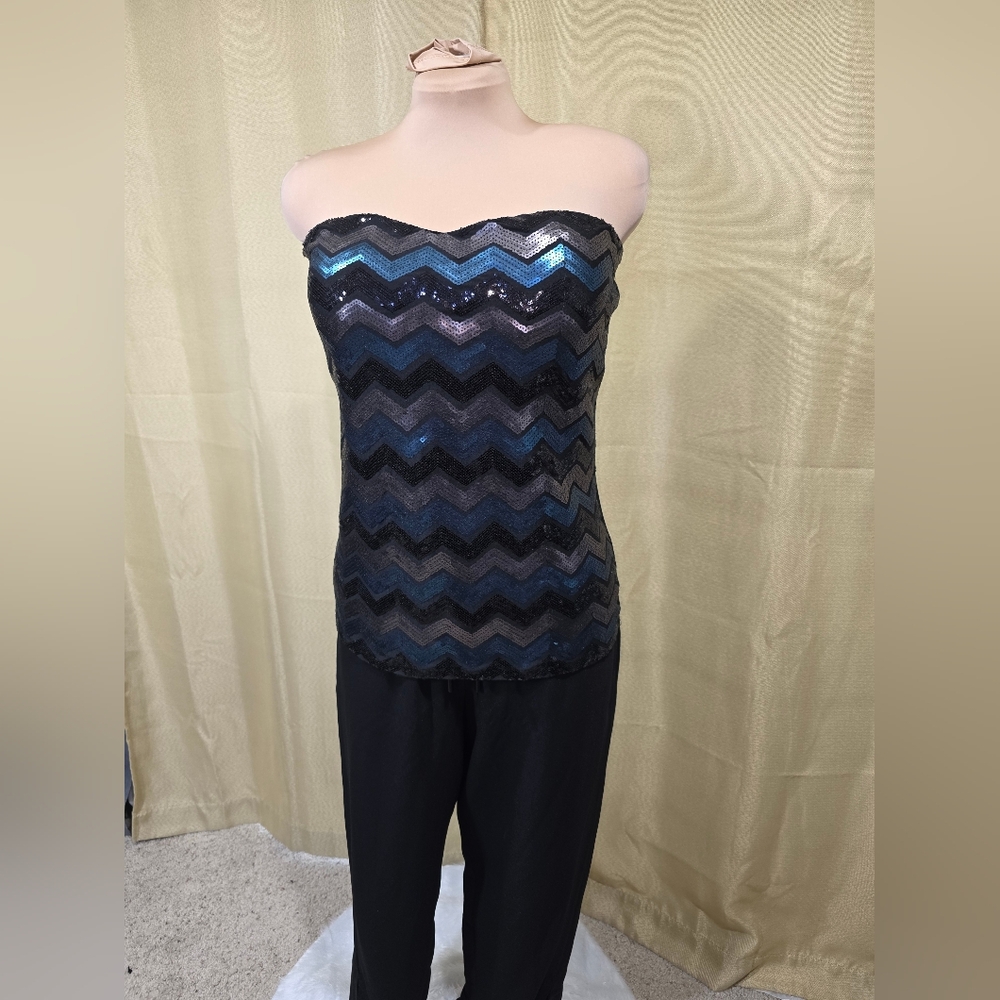 Libian Elegant Black Garmentt Zigzag Sequince Tube Top Style Corset